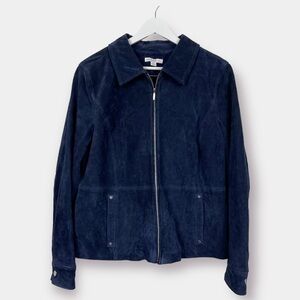 NEW Isaac Mizrahi Blue Suede Jacket Coat Size 12